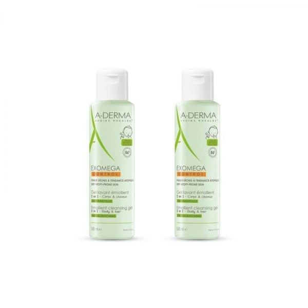 aderma exomega gel lavante 2 en 1 duplo 2x500ml