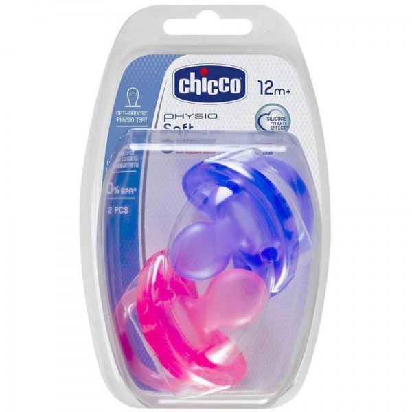 chicco chupete physyo soft pink 12 m 2pcs