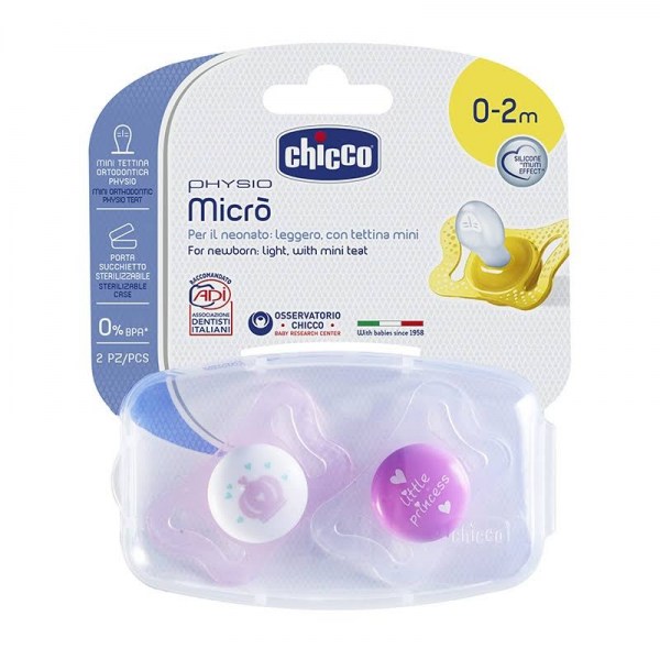 chicco chupete silicona physio micro rosa 0 2m