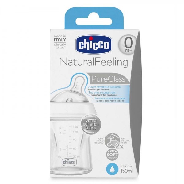chicco natural feeling biberon vidrio 150ml
