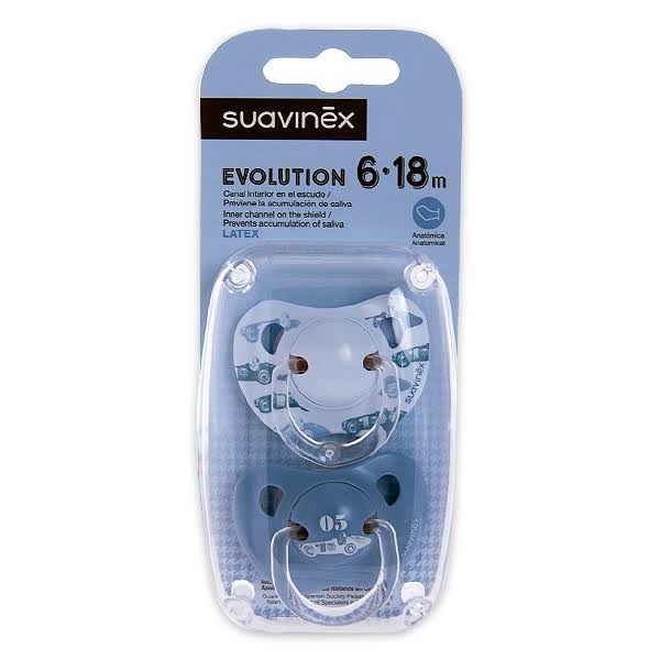 suavinex chupete evolution azul latex 6m 2 uni